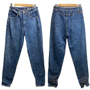 RARE VINTAGE Jordache Ankle Velcro Strap High Rise Rigid Denim Mom Jeans